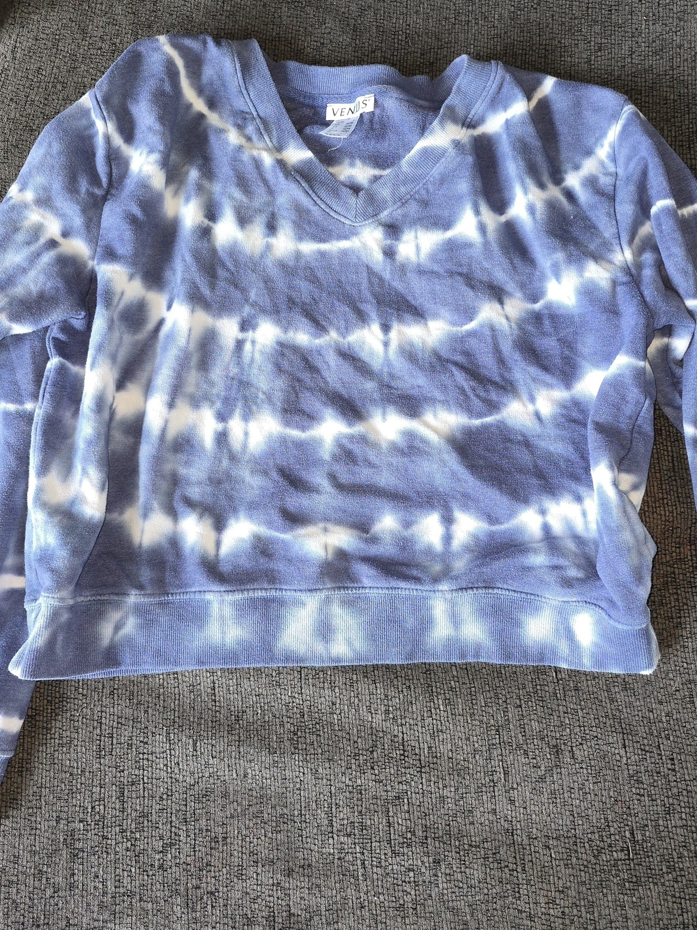 Venus Blue & White Tie-Dye V-Neck Sweatshirt